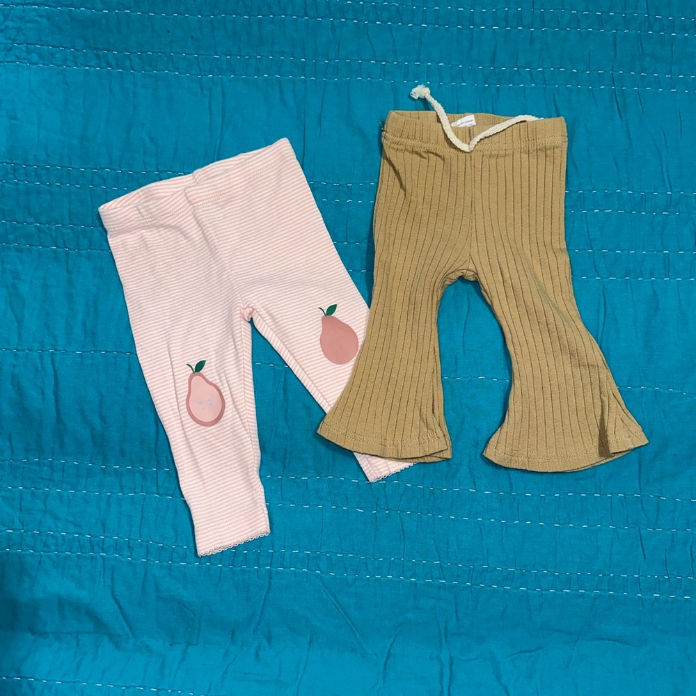 Pink and Tan Baby Leggings Set